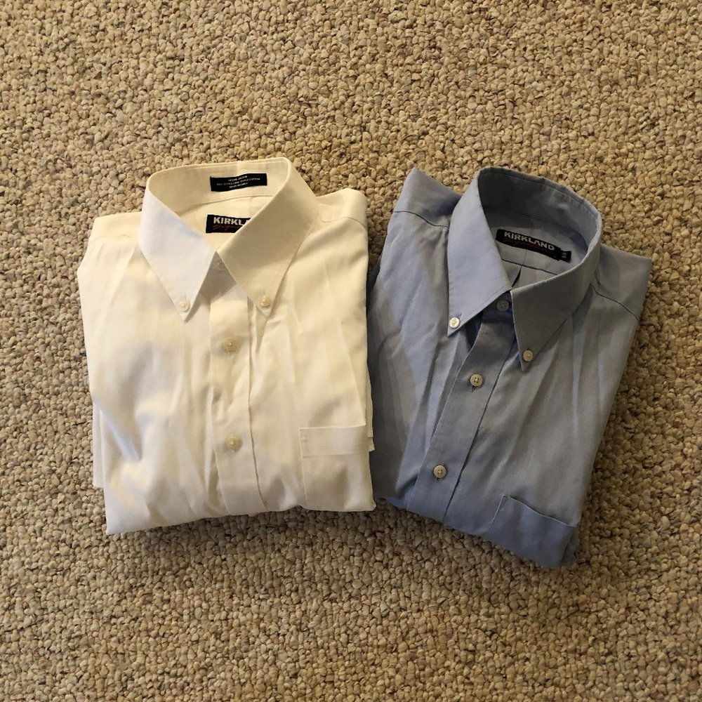 Kirkland Signature 2 Dress Shirts (Blue & White)